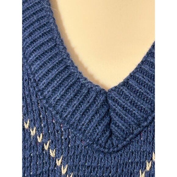 Isle Of Cotton Men’s Vintage Vest L Navy Multi Diamond Pattern Retro Golf Rugby - Picture 10 of 13